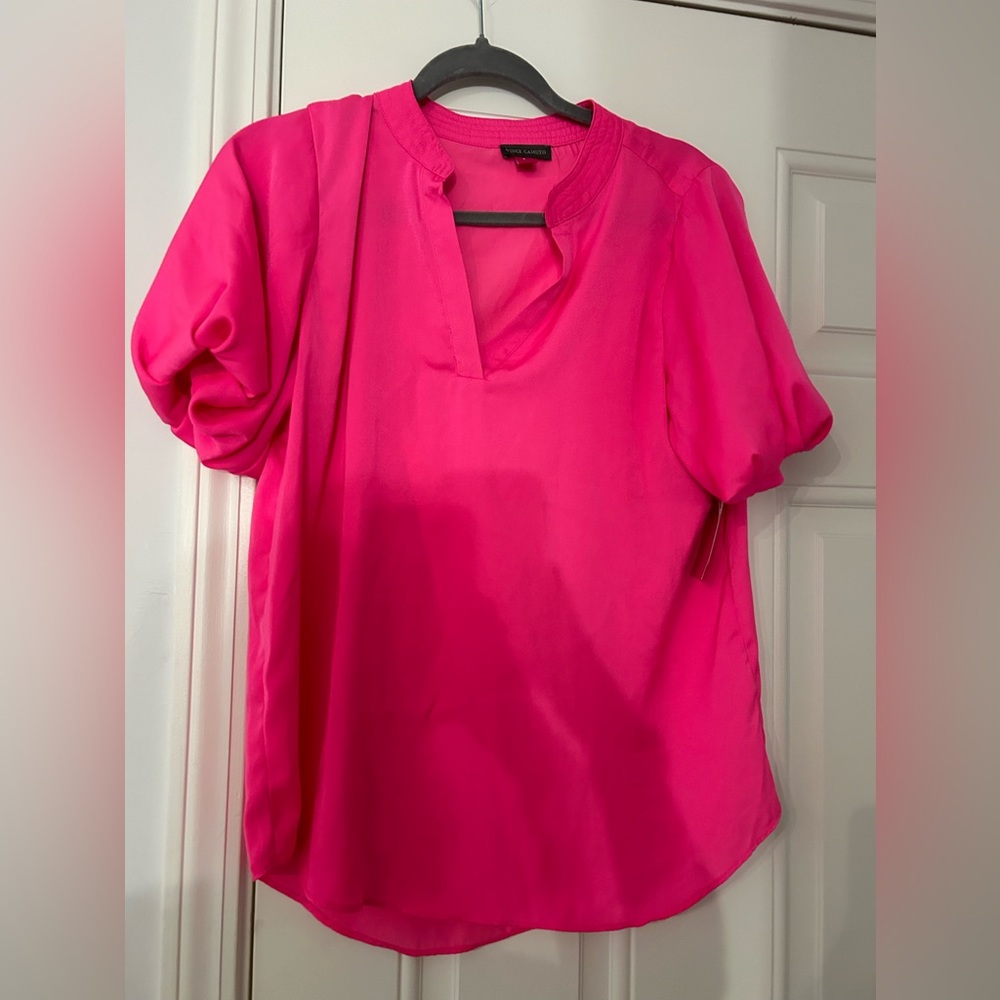 Pink puff sleeve vince camuto blouse